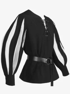 Top Noir Blanc Vintage Rétro Rayures Manches Longues Vintage Costumes Pour Homme Déguisement Vintage Bourgogne