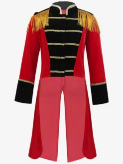 Top Veste Vintage Rouge Rétro À Franges Manches Longues Costumes Hommes Déguisement Bourgogne
