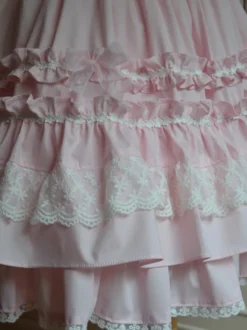 Toussaint Cospaly Costume en coton Lolita Jupe rose clair avec dentelle garniture Lace Up volants Déguisements Halloween