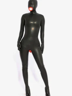 Toussaint Cosplay Costume Catsuit unisexe en latex noir Déguisements Halloween
