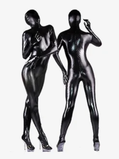 Toussaint Cosplay Costume Combinaison humide Shiny noir Déguisements Halloween