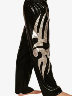 Toussaint Cosplay Costume de zentai brillant noir Wrestling pratqique Pantalons unisexe métallisé Déguisements Halloween