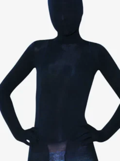 Toussaint Cosplay Costume de zentai noir en velours enveloppé Déguisements Halloween