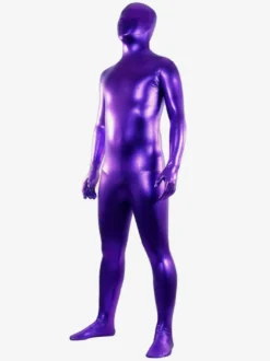 Toussaint Cosplay Costume de zentai unisexe violet d'éclat métallique Déguisements Halloween