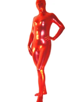 Toussaint Cosplay Costume de zentai unisexe enveloppé métallisé brillant rouge Déguisements Halloween