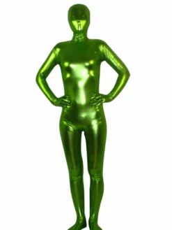 Toussaint Cosplay Costume de zentai unisexe en vert de printemps d'éclat métallique Déguisements Halloween