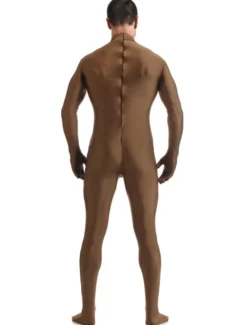 Toussaint Cosplay Costume Zentaï en lycra spandex marron Déguisements Halloween