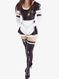 Toussaint Cosplay Robe noire de zentai métallisée brillant sans chaussons Déguisements Halloween