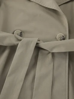 Trench-coat court kaki à ceinture pour femme - Veste croisée chic - Collection printemps 2026