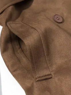 Trench-coat en faux daim pour femme - Veste maxi rétro croisée ceinturée - Style printemps-été 2026