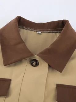 Trench-coat long Barn Color Block pour femme - Coupe longue utilitaire à cordon de serrage - Style safari idéal pour le printemps 2026