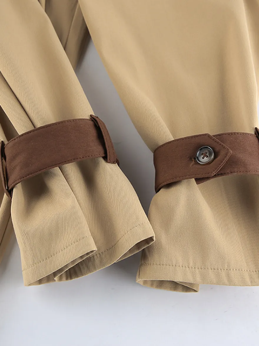 Trench-coat long Barn Color Block pour femme - Coupe longue utilitaire à cordon de serrage - Style safari idéal pour le printemps 2026