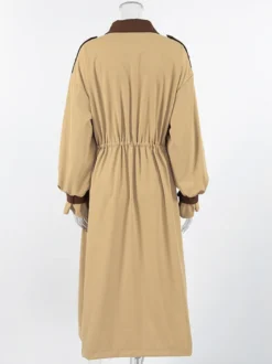 Trench-coat long Barn Color Block pour femme - Coupe longue utilitaire à cordon de serrage - Style safari idéal pour le printemps 2026