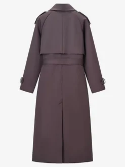 Trench-coat oversize pour femme - Coupe-vent maxi croisé chic marron chocolat - Idéal pour les soirées de printemps 2026