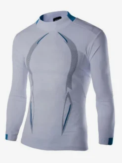 T-shirt de sport respirant à manches longues pour homme idéal pour l'entraînement d'été et le fitness. Séchage rapide.