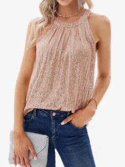 T-shirt sexy à sequins dos nu style clubwear