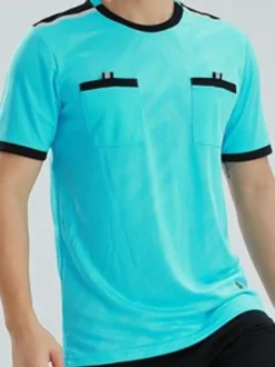 T-shirt Sport Arbitre Homme Manches Courtes Football Polyester Confortable Poches