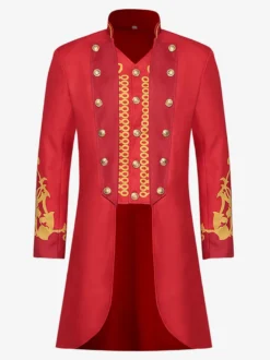 Tuxedo rouge vintage victorien boutons manches longues pardessus costumes rétro pour homme