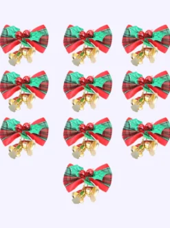 Vert Noël Cloche Bowknot Props Polyester Fibre Noël Vacances Costumes Props