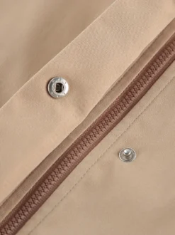 Veste coupe-vent kaki à col montant pour femme - Taille élastiquée avec cordon de serrage - Coupe ample - Style cargo utilitaire - Collection printemps 2026