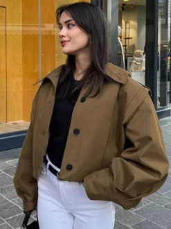 Veste courte à col montant pour femme 2026