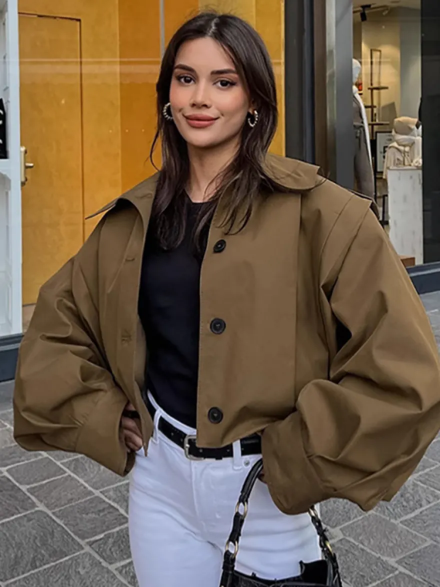 Veste courte à col montant pour femme 2026
