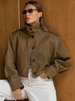 Veste courte à col montant pour femme 2026