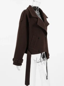 Veste courte croisée pour femme - Coupe courte chic ceinturée - Style streetwear décontracté et luxueux pour le printemps 2026
