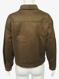 Veste courte en daim à col zippé pour femme style vintage coupe ample manteau d'extérieur court