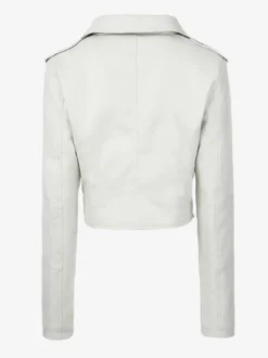 Veste de motard courte multicolore revers fermeture éclair diagonale ceinture vêtement d'extérieur en similicuir