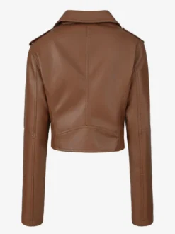 Veste de motard courte multicolore revers fermeture éclair diagonale ceinture vêtement d'extérieur en similicuir