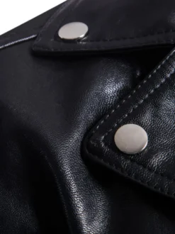 Veste de moto en cuir pour homme Veste en cuir slim asymétrique à fermeture éclair