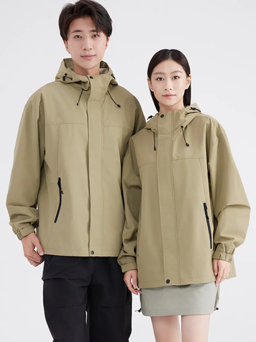 Veste De Randonnée Imperméable Unisexe À Capuche Color Block Zip Polyester Moderne