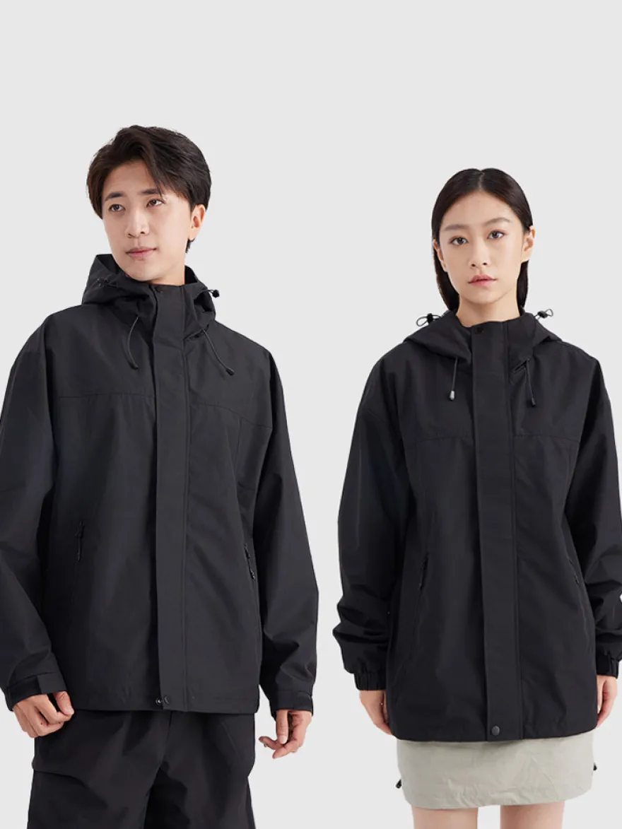 Veste De Randonnée Imperméable Unisexe À Capuche Color Block Zip Polyester Moderne