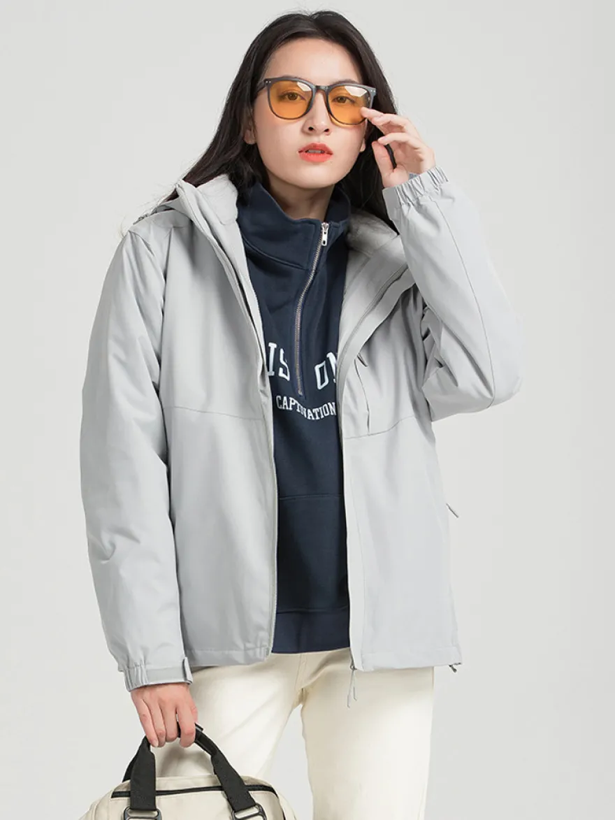 Veste De Randonnée Imperméable hommes Manteaux Décontracté Color Block Gris Élégant