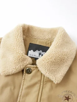 Veste en coton pour homme avec doublure polaire en agneau coupe ample grande taille chaude et décontractée