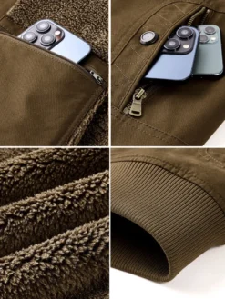 Veste en coton pour homme avec doublure polaire en agneau coupe ample grande taille chaude décontractée style rétro.