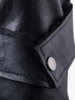 Veste en cuir pour homme avec col en fausse fourrure irrégulière Veste de moto en cuir PU