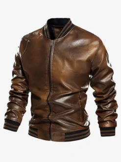 Veste en cuir pour homme grande taille manteau structuré en polaire légère dégradée
