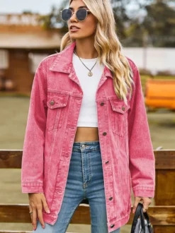 Veste en jean oversize pour femme - Manteau long boyfriend effet délavé - Style streetwear chic printemps 2026