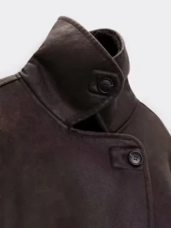 Veste en similicuir aux tons Maillard Revers en fausse peau de mouton Vêtements d'extérieur de printemps surdimensionnés pour femmes 2026