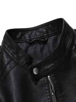 Veste en similicuir pour homme manches longues coupe-vent décontracté manteau d'extérieur léger