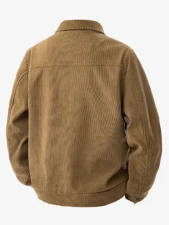 7. Veste en velours côtelé pour homme manches longues poches poitrine à rabat et poches latérales coupe-vent et durable style rétro
