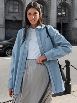 Veste femme à col rabattu boutons coton manches longues vêtement d'extérieur