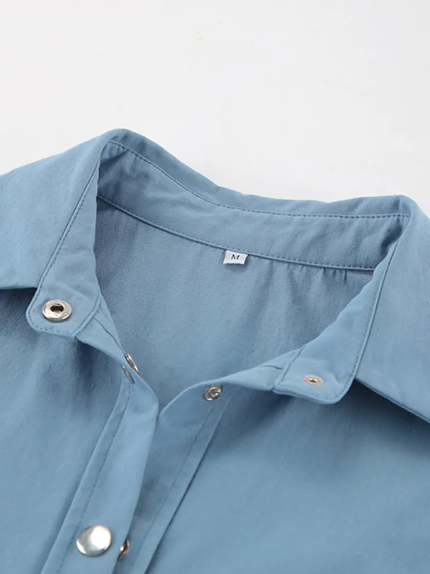 Veste femme à col rabattu boutons coton manches longues vêtement d'extérieur