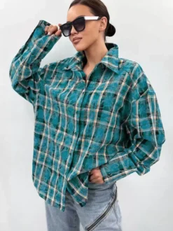 Veste femme à col rabattu boutons coton manches longues vêtement d'extérieur