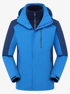 Veste Homme Bloc de Couleur Fermeture Éclair Polyester Élégant