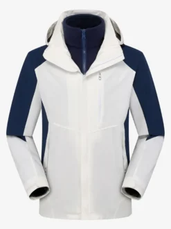 Veste Homme Bloc de Couleur Fermeture Éclair Polyester Élégant