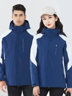 Veste Homme Bloc de Couleur Fermeture Éclair Polyester Élégant