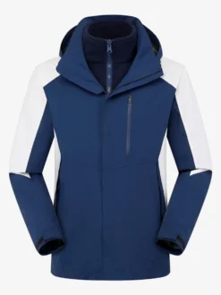 Veste Homme Bloc de Couleur Fermeture Éclair Polyester Élégant